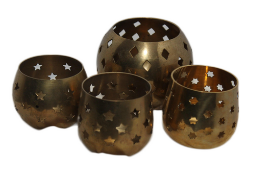 Brass Candle Holders (Star Pattern)